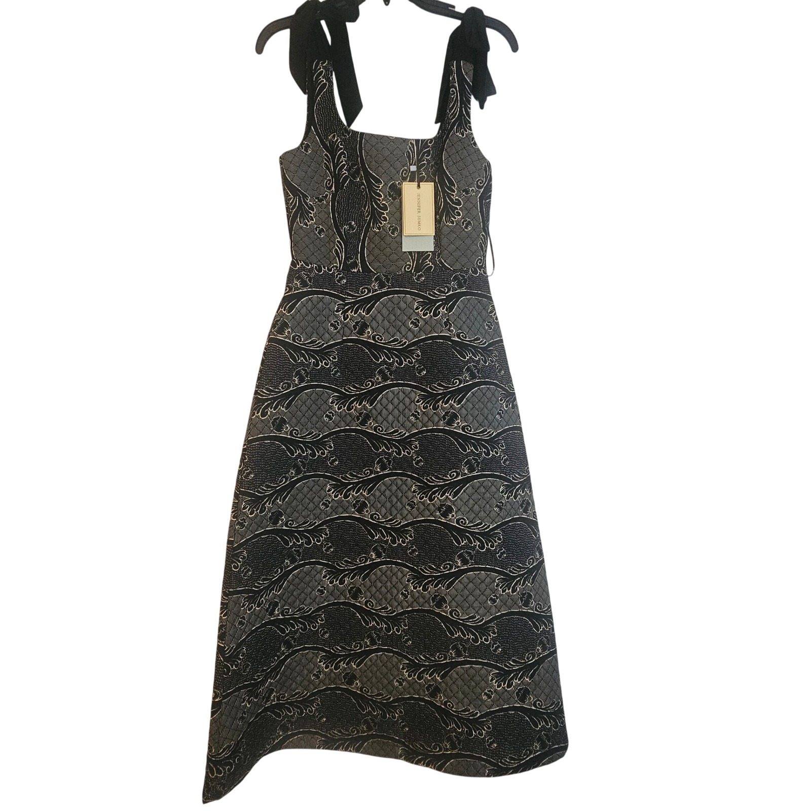 Antonio Melani X Jennifer Sumko Size 0 Schwan Quilted Maxi Dress Ribbon Tie 1231